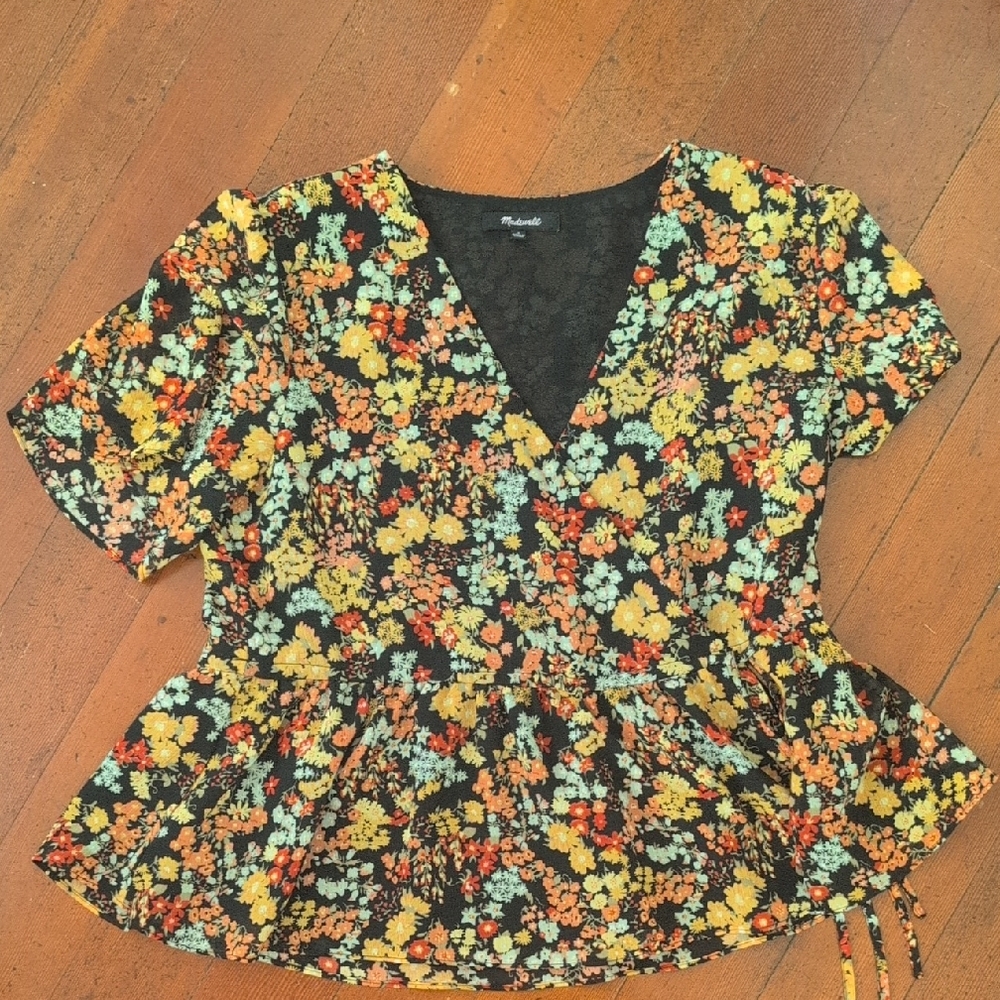 Maurices Floral Blouse - Black and Yellow